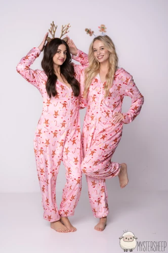 Kigurumi Onesie Damskie Mystersheep POLAR - Różowy w Pierniczki