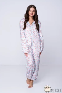 Kigurumi Onesie Damskie Mystersheep POLAR - Błękitny w Serca