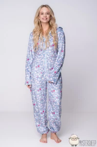 Kigurumi Onesie Damskie Mystersheep POLAR - Niebieski w Serduszka