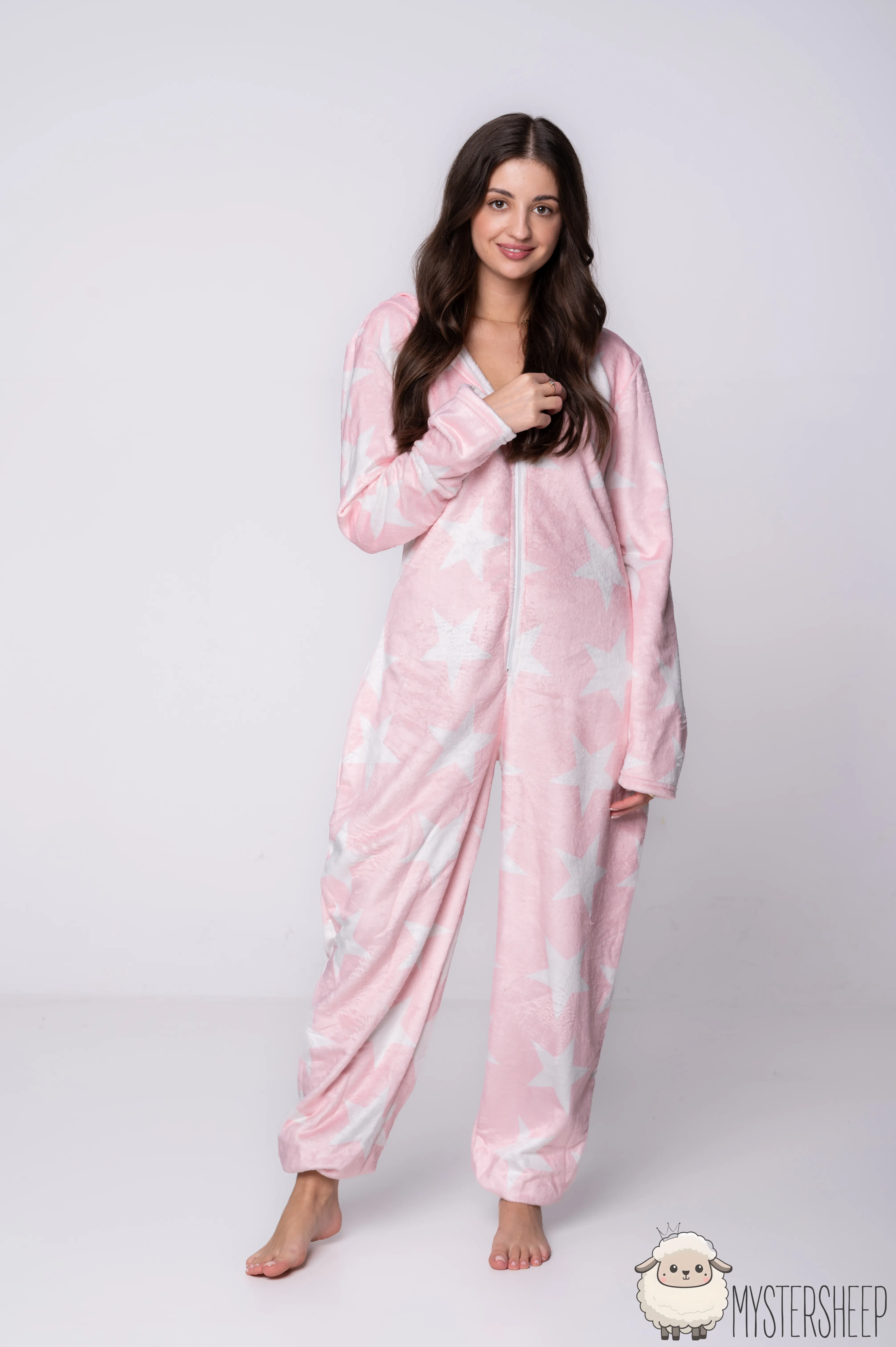 Kigurumi Onesie Mystersheep - Różowy w Białe Gwiazdki